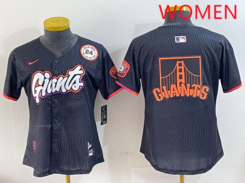 Women San Francisco Giants Blank Black Second generation Joint Name 2025 Nike MLB Jersey style 7